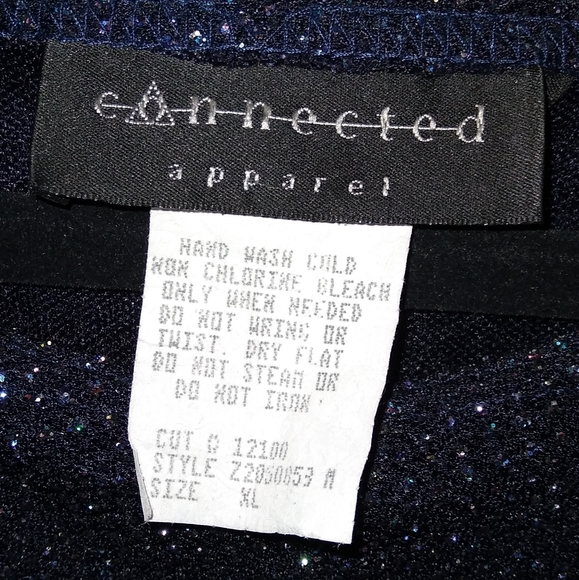 VINTAGE NAVY GLITZ GLAM TOP SZ XL - Picture 4 of 4